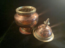 Copper Censer w/ Lid, Screen & Trivet- India