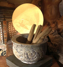 Spiral Carved Bowl - Natural Stone with Palo Santo