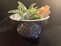 Floral Carved Stone Bowl - w/ Palo Santo